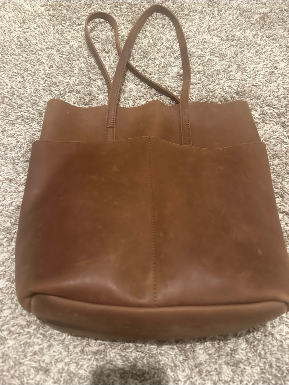 Able Brown Leather Tote with Dual Shoulder Straps